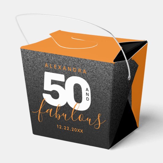 Modern Girly Oranje 50 en Fabulous Bedankdoosjes (Achterkant)