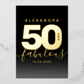 Modern Girly Oranje 50 en Fabulous Folie Uitnodiging (Voorkant)