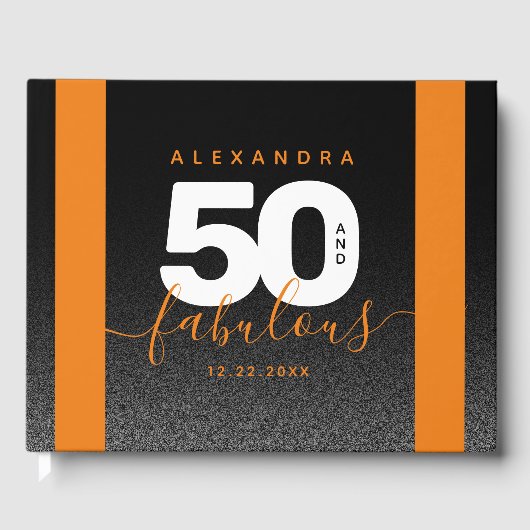 Modern Girly Oranje 50 en Fabulous Gastenboek (Voorkant)