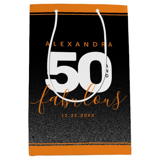 Modern Girly Oranje 50 en Fabulous Medium Cadeauzakje (Voorkant)
