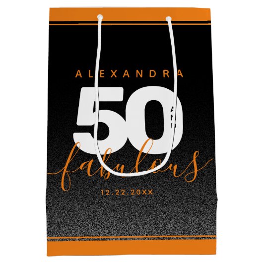 Modern Girly Oranje 50 en Fabulous Medium Cadeauzakje (Achterkant)