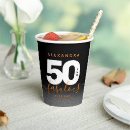 Modern Girly Oranje 50 en Fabulous Papieren Bekers