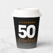 Modern Girly Oranje 50 en Fabulous Papieren Bekers (Achterkant)