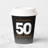 Modern Girly Oranje 50 en Fabulous Papieren Bekers (Voorkant)