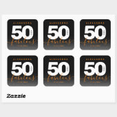 Modern Girly Oranje 50 en Fabulous Vierkante Sticker (Vel)
