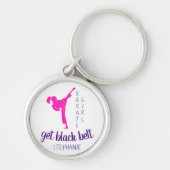 Modern Girly Paars Hot Pink Martial Art Karate Sleutelhanger (Voorkant)
