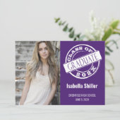 Modern Girly Paars Photo Afstudeerder Graduation P Kaart (Staand voorkant)