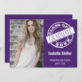 Modern Girly Paars Photo Afstudeerder Graduation P Kaart (Voorkant / Achterkant)