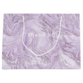 Modern Girly Paarse Glitter Marmer Gepersonaliseer Groot Cadeauzakje (Voorkant)