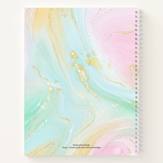 Modern Girly Pastel Unicorn Elegant Sketchbook Notitieboek (Achterkant)