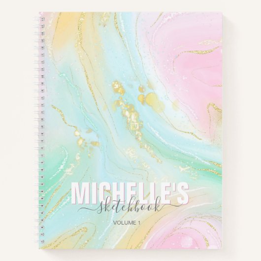 Modern Girly Pastel Unicorn Elegant Sketchbook Notitieboek (Voorkant)