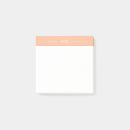 Modern Girly Peach Roze Monogram Initialen Post-it® Notes