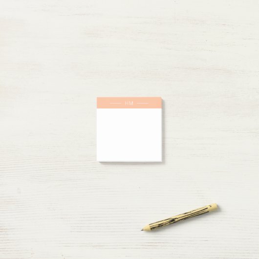 Modern Girly Peach Roze Monogram Initialen Post-it® Notes (Op bureau)