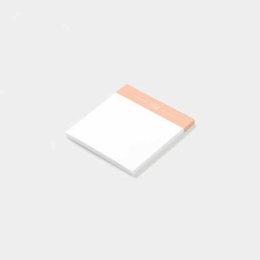 Modern Girly Peach Roze Monogram Initialen Post-it® Notes (Schuin)
