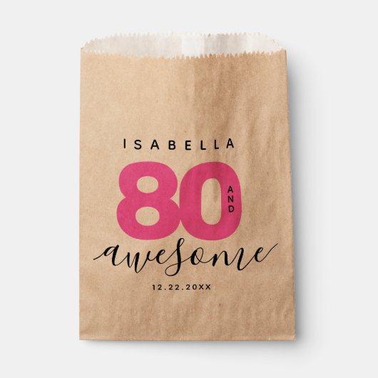 Modern Girly Pink 80 en Geweldige Bedankzakje (Voorkant)