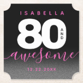 Modern Girly Pink 80 en Geweldige Kartonnen Onderzetters (Voorkant)