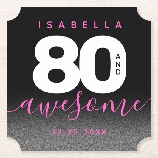 Modern Girly Pink 80 en Geweldige Kartonnen Onderzetters (Voorkant)