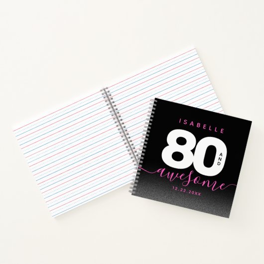 Modern Girly Pink 80 en Geweldige Notitieboek (Binnen)