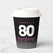 Modern Girly Pink 80 en Geweldige Papieren Bekers (Achterkant)