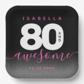 Modern Girly Pink 80 en Geweldige Papieren Bordje (Voorkant)