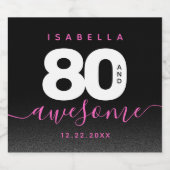 Modern Girly Pink 80 en Geweldige Sparkling Wijnetiket (Enkel label)