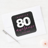 Modern Girly Pink 80 en Geweldige Vierkante Sticker (Envelop)