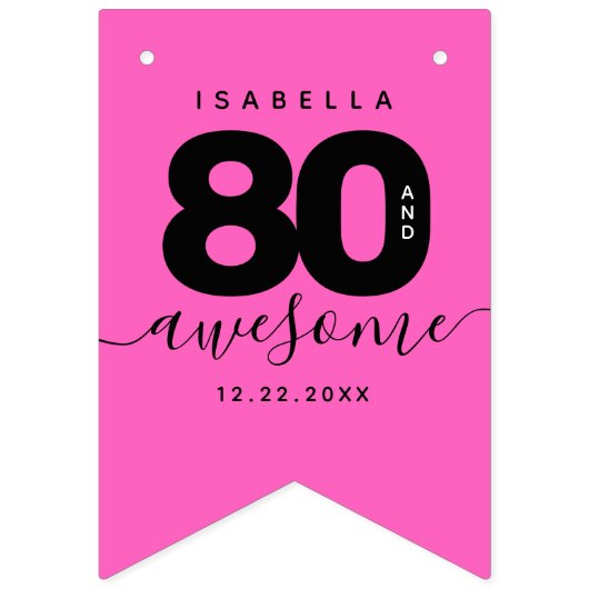 Modern Girly Pink 80 en Geweldige Vlaggetjes (Tweede vlag)