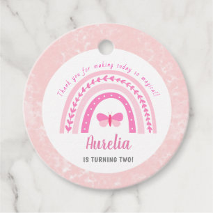 Modern Girly Pink Boho Rainbow Birthday Dank je Bedankjes Labels