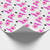 Modern Girly Pink Cowgirl Westerne Boots Stars Cadeaupapier (Hoek)