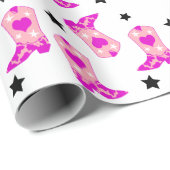 Modern Girly Pink Cowgirl Westerne Boots Stars Cadeaupapier (Rol Hoek)