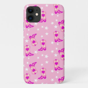 Modern Girly Pink Cowgirl Westerne Boots Stars Pin Case-Mate iPhone Case