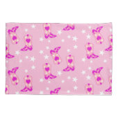 Modern Girly Pink Cowgirl Westerne Boots Stars Pin Kussensloop (Achterkant)
