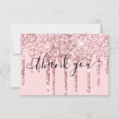 Modern Girly Pink Glitter Drippings Promo Code Bedankkaart (Voorkant)