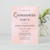 Modern Girly Pink Glitter Geometric Quinceañera Kaart (Staand voorkant)