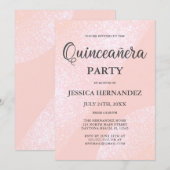 Modern Girly Pink Glitter Geometric Quinceañera Kaart (Voorkant / Achterkant)