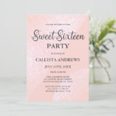 Modern Girly Pink Glitter Geometrische Sweet 16 Kaart (Staand voorkant)