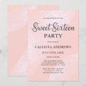 Modern Girly Pink Glitter Geometrische Sweet 16 Kaart (Voorkant / Achterkant)