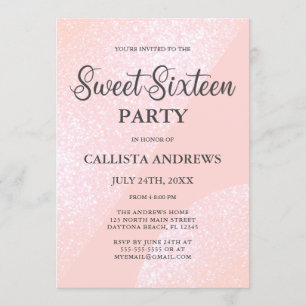 Modern Girly Pink Glitter Geometrische Sweet 16 Kaart