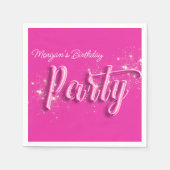 Modern Girly Pink Gold Glitter Verjaardagsfeestje Servet (Voorkant)