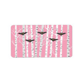 Modern Girly Pink Halloween Bats Birch Forest Etiket (Voorkant)