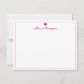 Modern Girly Pink Magenta Heart Feminine Script Notitiekaartje (Voorkant)
