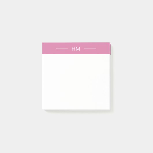 Modern Girly Pink Monogram initialen Post-it® Notes (Voorkant)