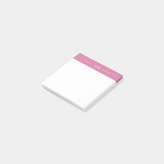 Modern Girly Pink Monogram initialen Post-it® Notes (Schuin)