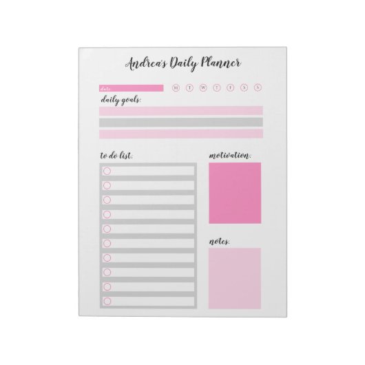Modern Girly Pink persoonlijke banner Notitieblok (Linkerzijde)