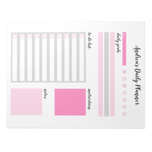 Modern Girly Pink persoonlijke banner Notitieblok (Voorkant)