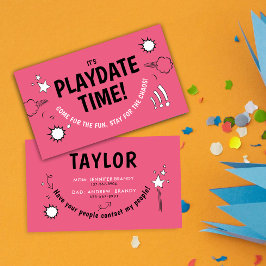 Modern Girly Pink Playdate Fun Doodle School End Visitekaartje