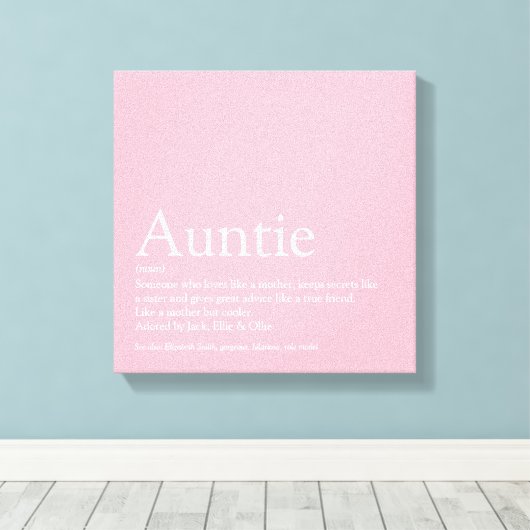 Modern Girly Pink tante Definition Canvas Afdruk (Insitu (Houten vloer))