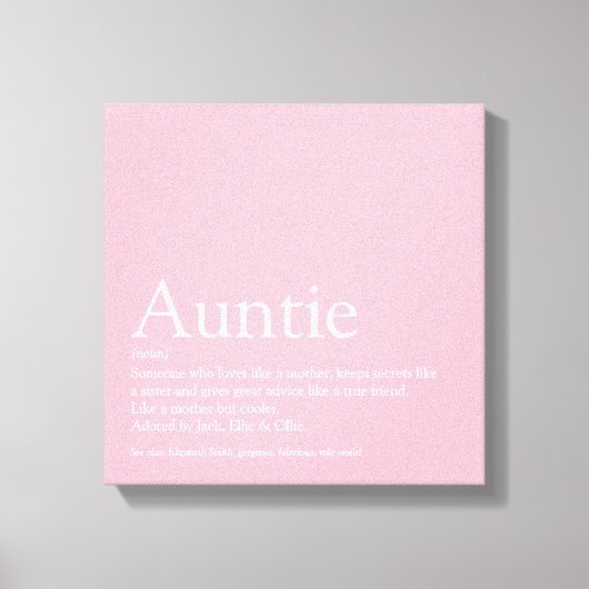 Modern Girly Pink tante Definition Canvas Afdruk (Voorkant)