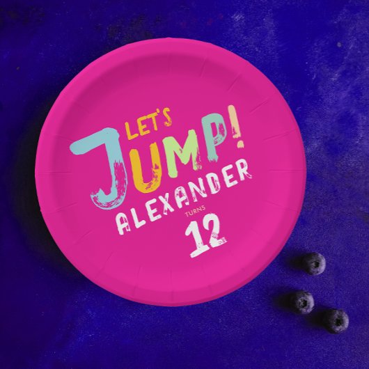 Modern Girly Pink Trampoline Jump Kind Bounce Part Papieren Bordje