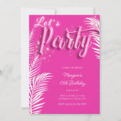 Modern Girly Pink Tropical Pool Verjaardagsfeest Kaart (Voorkant)